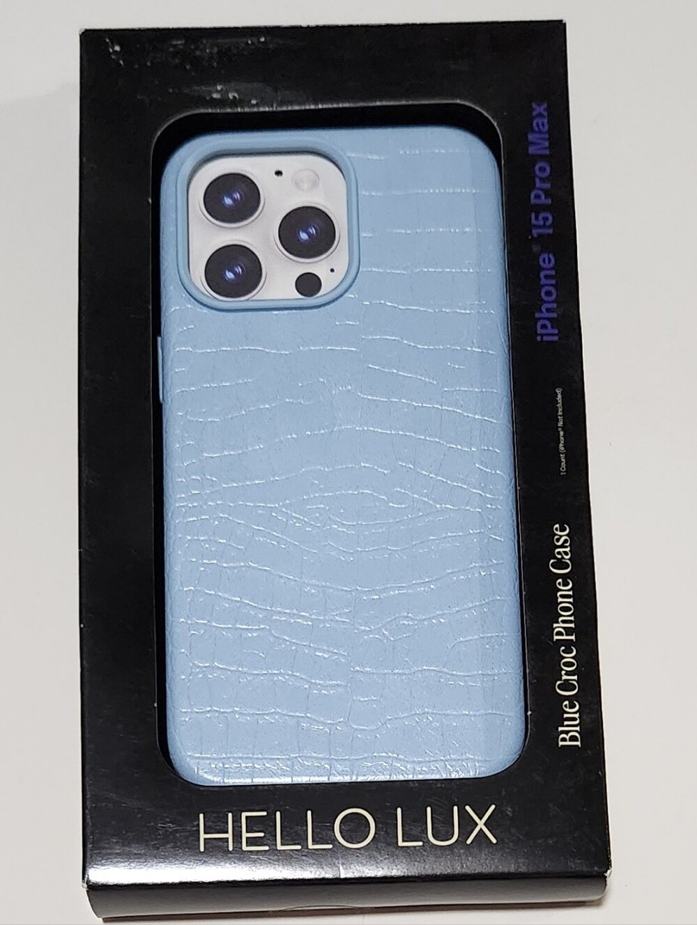 ☎️☎️ Hello Lux Blue Crocodile Embossed Phone Case Apple iPhone 15 Pro Max